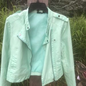Light turquoise leather jacket